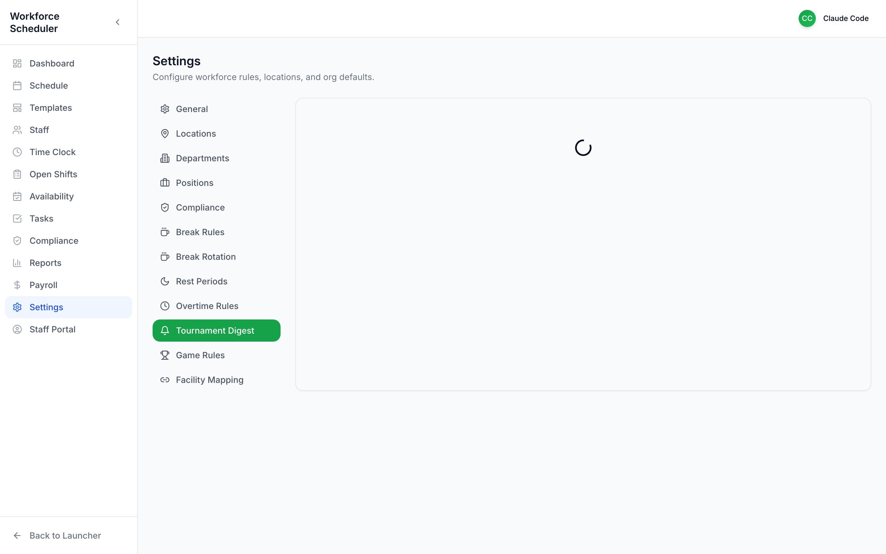 Settings — Tournament Digest